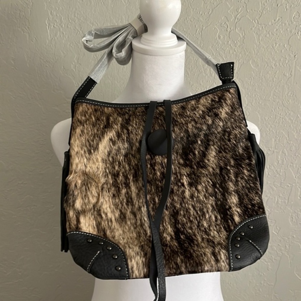 Hair on cowhide and leather purse NWT